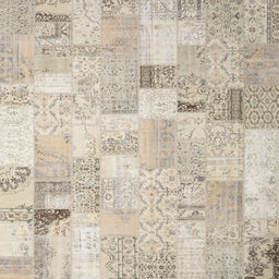 Square Contemporary Light French Beige Brown Patchwork Rug, con2887