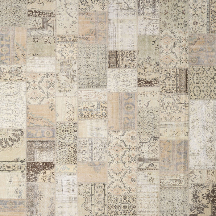 Square Contemporary Light French Beige Brown Patchwork Rug, con2887