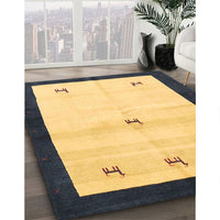 Contemporary Bold Yellow Solid Rug, con2888