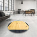 Round Machine Washable Contemporary Yellow Rug in a Office, wshcon2888