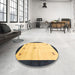 Round Contemporary Bold Yellow Solid Rug in a Office, con2888