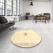 Round Machine Washable Contemporary Khaki Gold Rug in a Office, wshcon2891