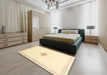 Contemporary Khaki Gold Solid Rug in a Bedroom, con2891