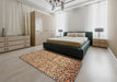 Contemporary Dark Sienna Brown Modern Rug in a Bedroom, con2892