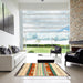 Square Contemporary Sienna Brown Modern Rug in a Living Room, con2893