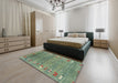 Machine Washable Contemporary Green Rug in a Bedroom, wshcon2897