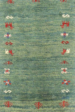 Machine Washable Contemporary Green Rug, wshcon2897