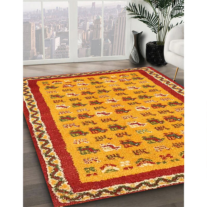 Machine Washable Contemporary Orange Rug in a Family Room, wshcon2898