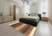 Contemporary Dark Sienna Brown Modern Rug in a Bedroom, con2900