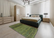 Machine Washable Contemporary Army Green Rug in a Bedroom, wshcon2902