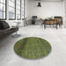 Round Machine Washable Contemporary Army Green Rug in a Office, wshcon2902