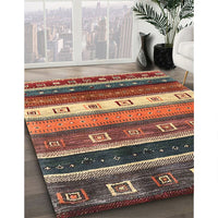 Contemporary Brown Red Modern Rug, con2905