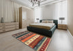 Machine Washable Contemporary Brown Red Rug in a Bedroom, wshcon2905