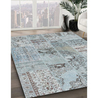 Contemporary Silver Gray Patchwork Rug, con2906