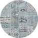 Sideview of Contemporary Silver Gray Patchwork Rug, con2906