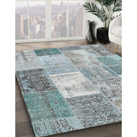 Contemporary Slate Gray Patchwork Rug, con2907