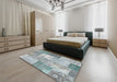 Contemporary Slate Gray Patchwork Rug in a Bedroom, con2907