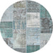 Sideview of Contemporary Slate Gray Patchwork Rug, con2907