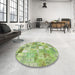 Round Contemporary Green Patchwork Rug in a Office, con2908