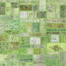 Square Contemporary Green Patchwork Rug, con2908