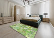 Contemporary Green Patchwork Rug in a Bedroom, con2908