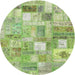 Sideview of Contemporary Green Patchwork Rug, con2908