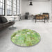 Round Machine Washable Contemporary Green Rug in a Office, wshcon2908