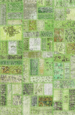 Contemporary Green Patchwork Rug, con2908