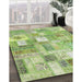 Machine Washable Contemporary Green Rug in a Family Room, wshcon2908