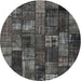 Sideview of Contemporary Granite Gray Patchwork Rug, con2909