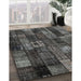 Contemporary Granite Gray Patchwork Rug in Family Room, con2909