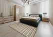 Contemporary Dark Almond Brown Modern Rug in a Bedroom, con290