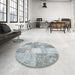 Round Machine Washable Contemporary Light Steel Blue Rug in a Office, wshcon2910