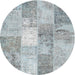 Square Machine Washable Contemporary Light Steel Blue Rug, wshcon2910