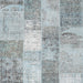 Square Contemporary Light Steel Blue Patchwork Rug, con2910