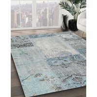 Contemporary Slate Gray Patchwork Rug, con2911