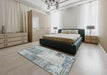 Contemporary Slate Gray Patchwork Rug in a Bedroom, con2911