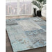 Contemporary Slate Gray Patchwork Rug in Family Room, con2911