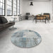 Round Machine Washable Contemporary Slate Gray Rug in a Office, wshcon2911