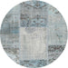 Sideview of Contemporary Slate Gray Patchwork Rug, con2911