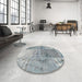 Round Machine Washable Contemporary Grayish Turquoise Green Rug in a Office, wshcon2912