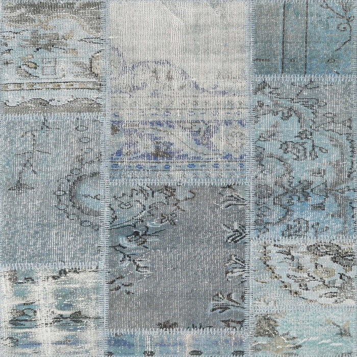 Square Contemporary Grayish Turquoise Green Patchwork Rug, con2912