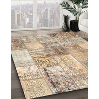 Contemporary Brown Patchwork Rug, con2914