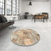 Round Machine Washable Contemporary Brown Rug in a Office, wshcon2914