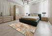 Machine Washable Contemporary Brown Rug in a Bedroom, wshcon2914