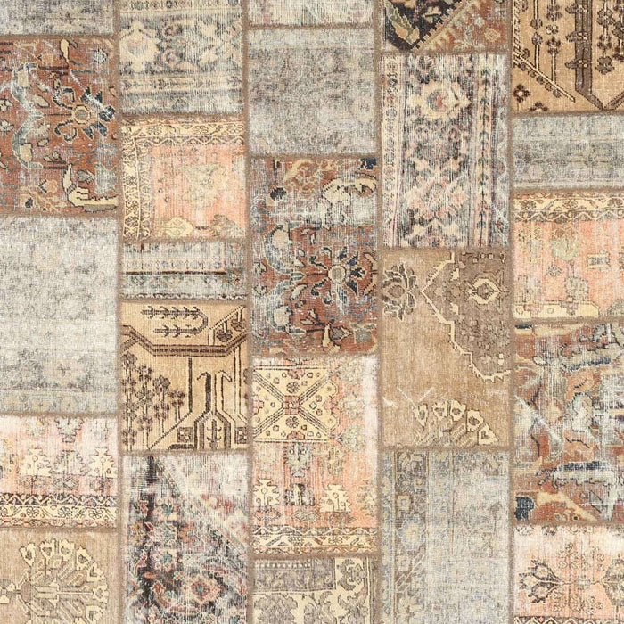 Contemporary Brown Patchwork Rug, con2914