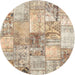 Sideview of Contemporary Brown Patchwork Rug, con2914