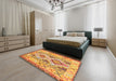 Contemporary Orange Modern Rug in a Bedroom, con2915