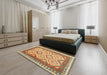 Machine Washable Contemporary Red Rug in a Bedroom, wshcon2916