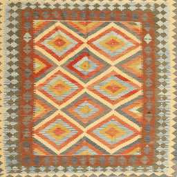 Square Contemporary Red Modern Rug, con2916